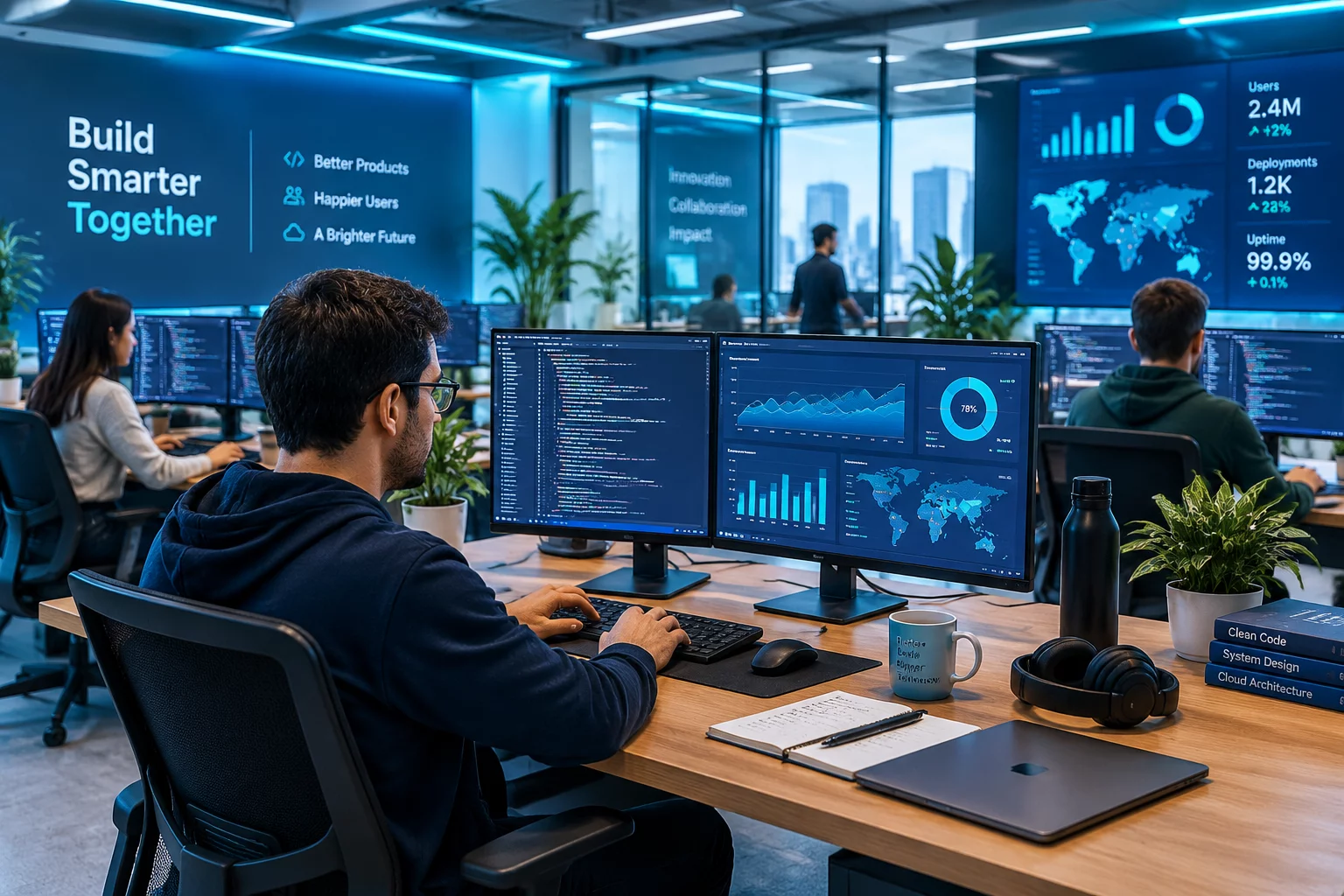 Ambiente corporativo moderno da equipe Hovaris